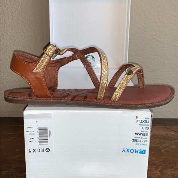 Roxy Gemma Gold Glitter Gladiator Sandals Size 6 - Picture 5 of 14